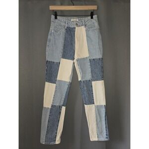 PacSun Women's Patch On Blue Mom Jeans High Rise 100%‎ Cotton Size 26